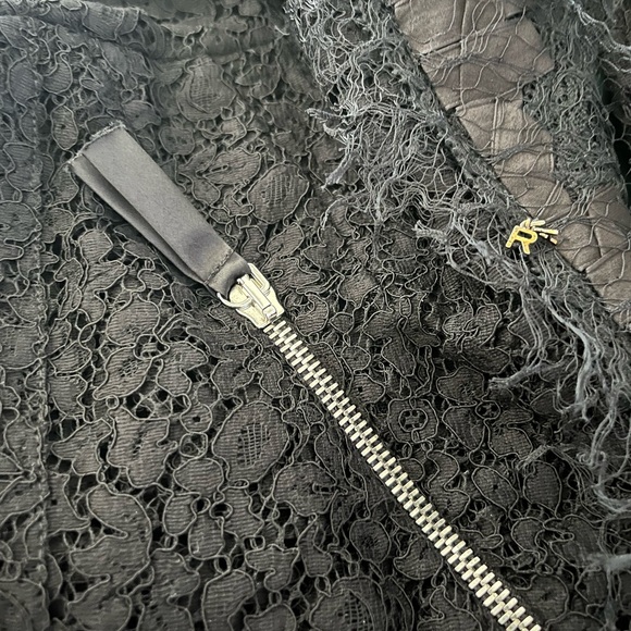 Alessandra Rich Lace Zipper Front Closure Black Gown - Picture 9 of 12